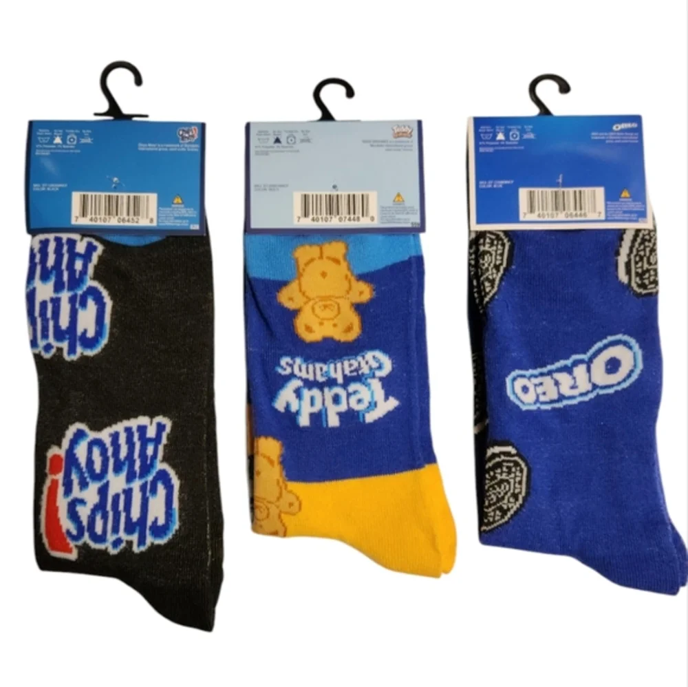 Crew Novelty Warm Long Cookie Socks Chips Ahoy, Teddy Grahams‎ Oreas Womens Mens